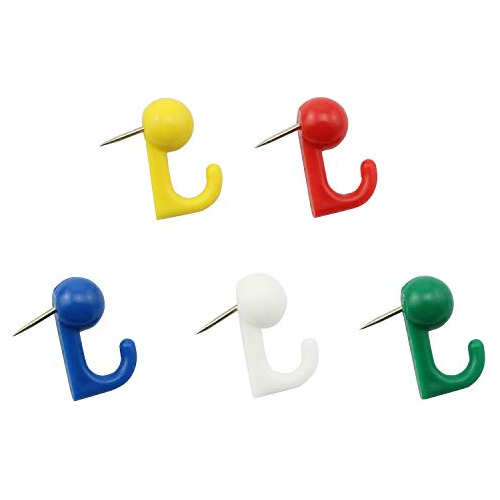  100pcs Plastic Colored Push Pin Hooks Wall Hooks Mixed...