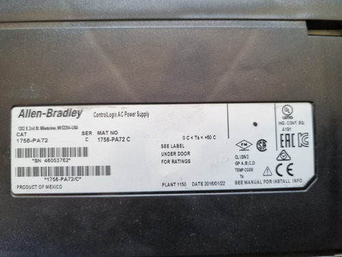 Allen Bradley Contrologix Power Supply Con Backplate 10s