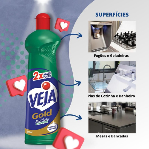 6 Unid. Limpador Multiuso Veja Gold Squeeze 500ml Campestre