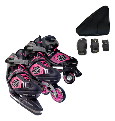 Patines Ajustables 3en1 R Hielo Calle +mochila +protecciones