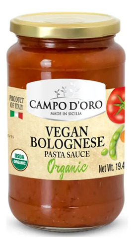 Salsa Bolonesa Vegana Organica, 19.4 Oz, Salsa De Pasta A Ba