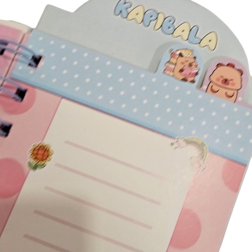 Libreta Capibara 15 X 9 Cms Separadores Kawaii Mini