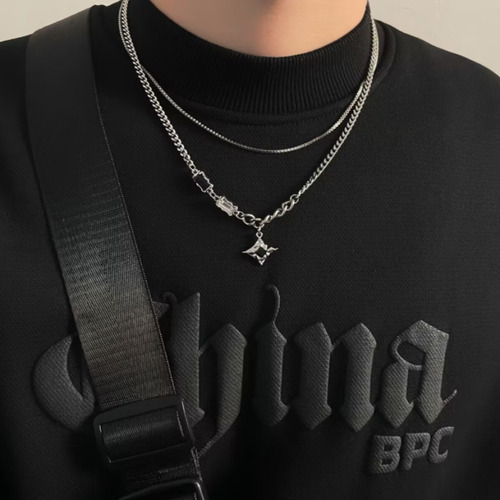 . Collar Unisex Con Colgante De Estrella De Doble Capa