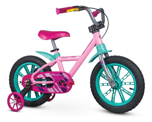 Bicicleta Aro 14 Menina First Pro Aluminio Rosa C/ Rodinha