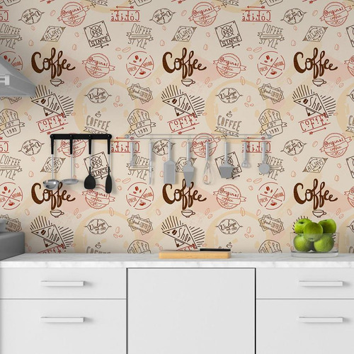 Papel De Parede Adesivo Café Lettering N06223 Rolo 0,58x3m