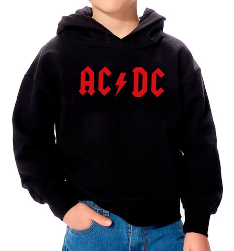 Buzo Negro Ac/dc Algodón Cardado Premium Música Rock