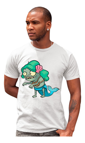 Blanca Playera Cleen Plantas Vs Zombies Sirena Zombidito