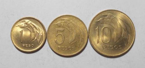 Uruguay Serie Completa 1 - 5 - 10 Pesos 1968 Flor Del Ceibo 