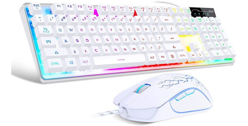 Kit Teclado Y Mouse Led Gamer Magegee K1 Blanco
