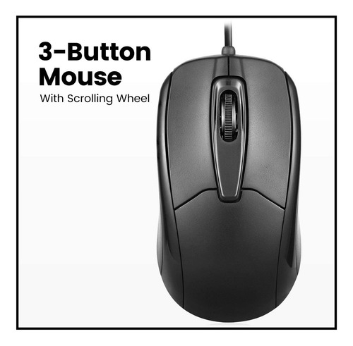 Mouse Ps2 Para Pc Con Cable, 1000 Dpi | Negro / Perixx
