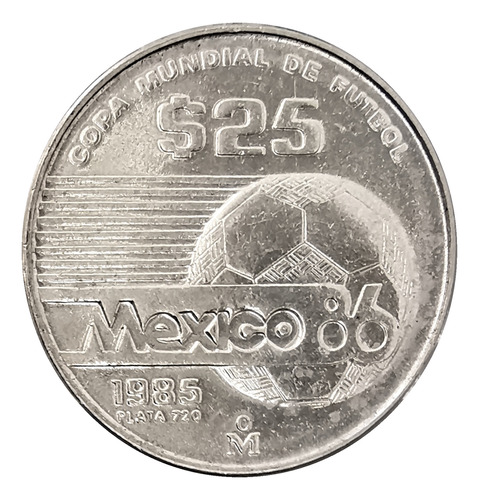 Moneda 25 Pesos Copa Mundial Futbol México 86 Del Año 1985