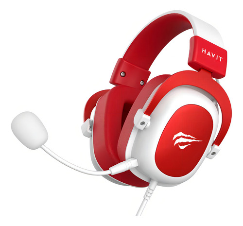 Headset Gamer Havit H2002d, Conector P2, Branco Com Vermelho - Excelente (Recondicionado)