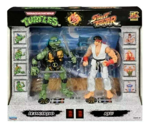 Figura De Accion Leonardo Vs Ryu Tortugas Vs Street Fighter