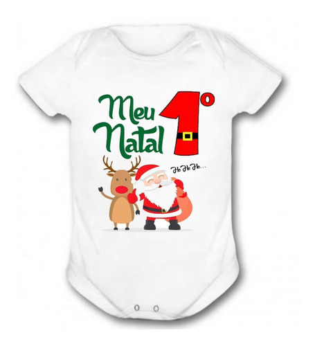 Body Bebê Roupa Infantil Primeiro Natal Papai Noel Promoção 