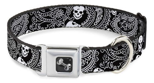 Buckle Down Perro Con Hebilla Cinturon Bandana Calaveras Neg