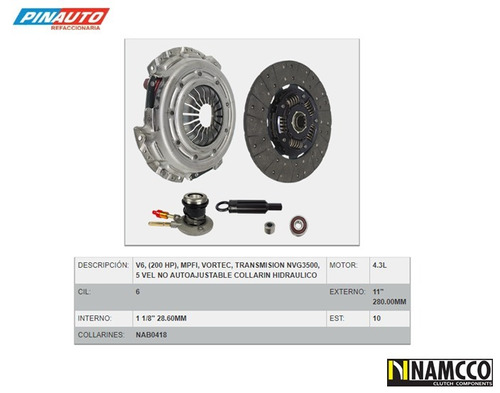 Kit De Clutch Chevrolet C1500 V6 4.3l 1999-2000-2001-2002