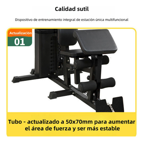 Gimnasio Multifuncional Uso Rudo Multiestacion Brazo Pierna Negro Naranja