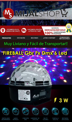 Gbr Bola Fx Fireball Fire Ball Dmx 6 Led 3 W Efecto Potente