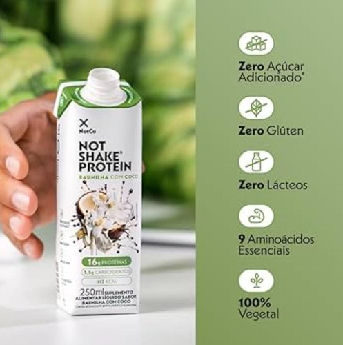 Bebida Not Shake Protein Baunilha Com Coco 250ml - Kit Com 3