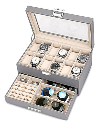 Voova Jewelry Box Watch Boxes Organizador Para Hombres Mujer