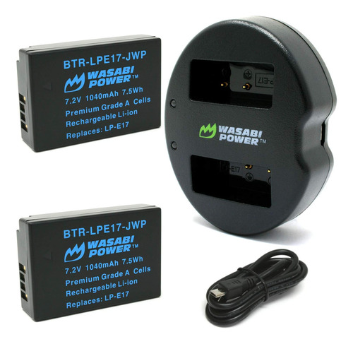 Wasabi Power Batería Lp-e17 (paquete De 2) Y Cargador Usb Du