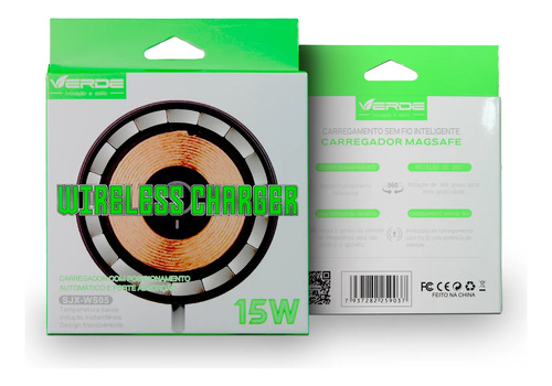 Carregador Wireless Sem Fio Por Indução Até 15 Watts - Preto