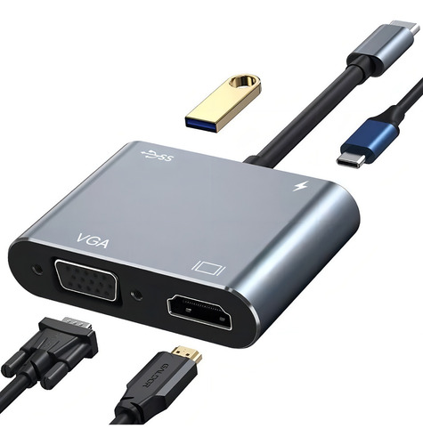 Hub Adaptador Usb Tipo C 4 Em 1 Com Hdmi 4k Mac Pro/air/m1