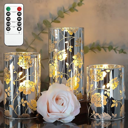 Velas Led De Cristal Galvanizado Sin Con Control Remoto Y Te