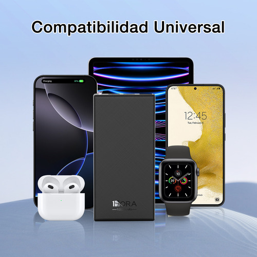 Power Bank Batería Portátil 10000mah 1hora Con Pantalla Led Negro