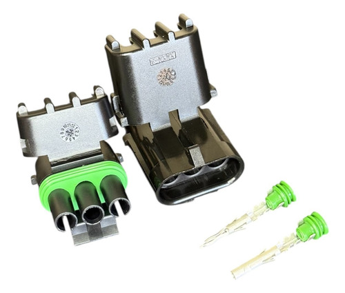 Kit 10 Pares Conector 3 Vias Delphi Selado Preto
