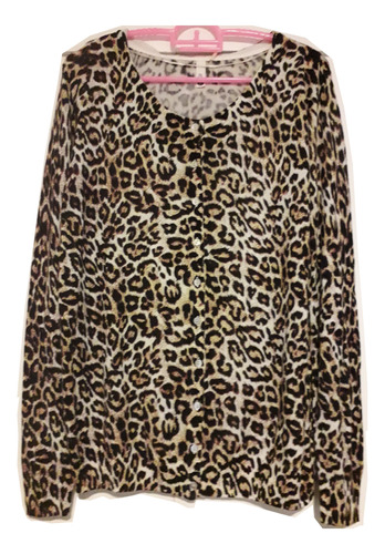 Saco De Jersey Fino Manga Larga Y Estampado Leopardo Liquido