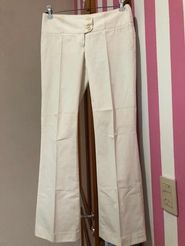 Pantalón Blanco De Gabardina Elastizada
