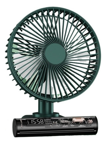 Ventilador De Pie Portátil Con Batería Recargable Y Reloj