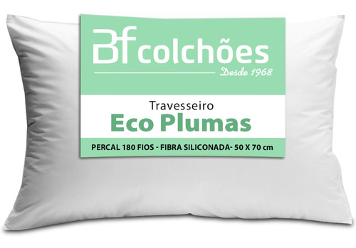 Travesseiro Ecoplumas Fibra Antialérgico 180 Fios 50x70x14cm