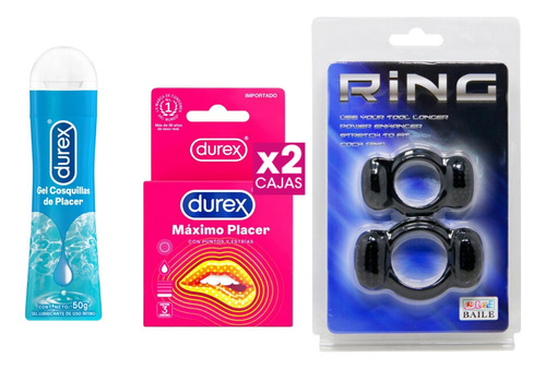 Combo Preservativos Máximo Placer+ Anillos Duo Rp+ Gel Lub.