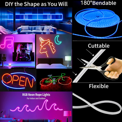 Luz De Neón Led De Silicona Rgb Usb Resistente Al Agua