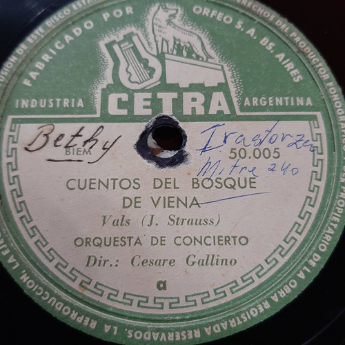 Pasta Orquesta De Concierto Cesare Gallino Cetra C388