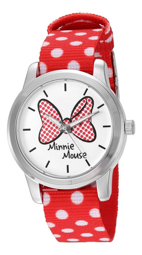 Reloj Mujer Disney W002877 Cuarzo 38mm Pulso Rojo En Nylon