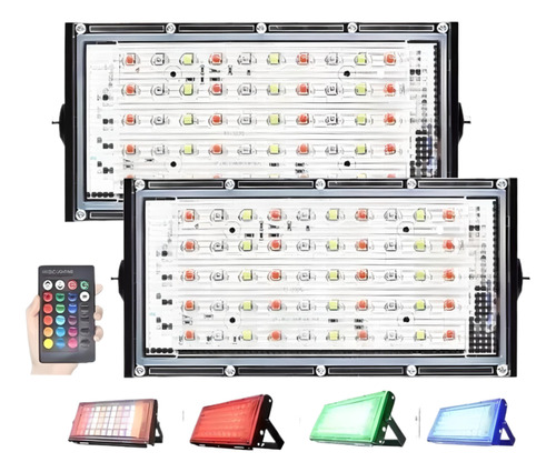 Reflector Led Rgb Rz-50w Control Remoto 220v X 2 Unidades