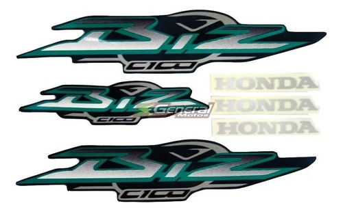 Kit Adesivo Jogo Faixas Moto Honda Biz 100 2003 Verde Es Ks Cor Ks ( Partida Pedal )