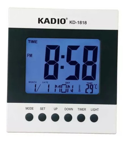 Reloj Mesa Despertador Kadio Timer Termómetro Calendario