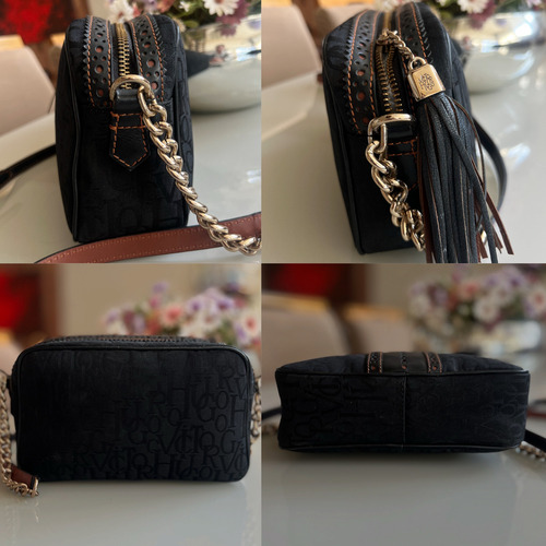 Bolsa Victor Hugo Original Kaia Preto Monograma Ouro Preto