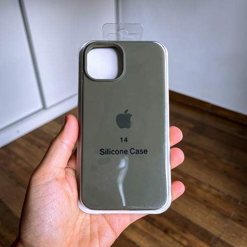 Silicone Case Iphone 14 Funda Silicona Verde Seco Lisa