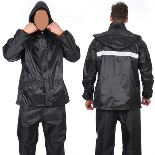 Capa De Chuva Impermeável P/motoqueiro Preta Jaqueta E Calça