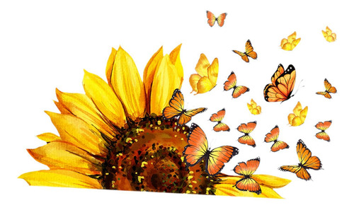 Pegatinas De Pared Con Forma De Mariposa Y Girasol, Para