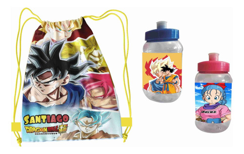 15 Morralitos Y 15 Vasos Personalizados Dragon Ball Recuerdo