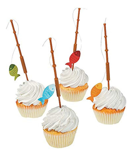 Fisherman Fishing Pole Cupcake Picks - 25 Piezas