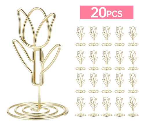 Soporte Para Números De Mesa Con Forma De Tulipán, Clips En