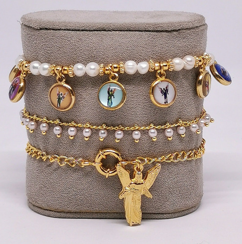 Set Pulseras Arcángeles C/perlas