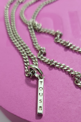 61cm Original Cadena Larga Dije Barra Oso Tous En Plata 925 Plata (Usado)